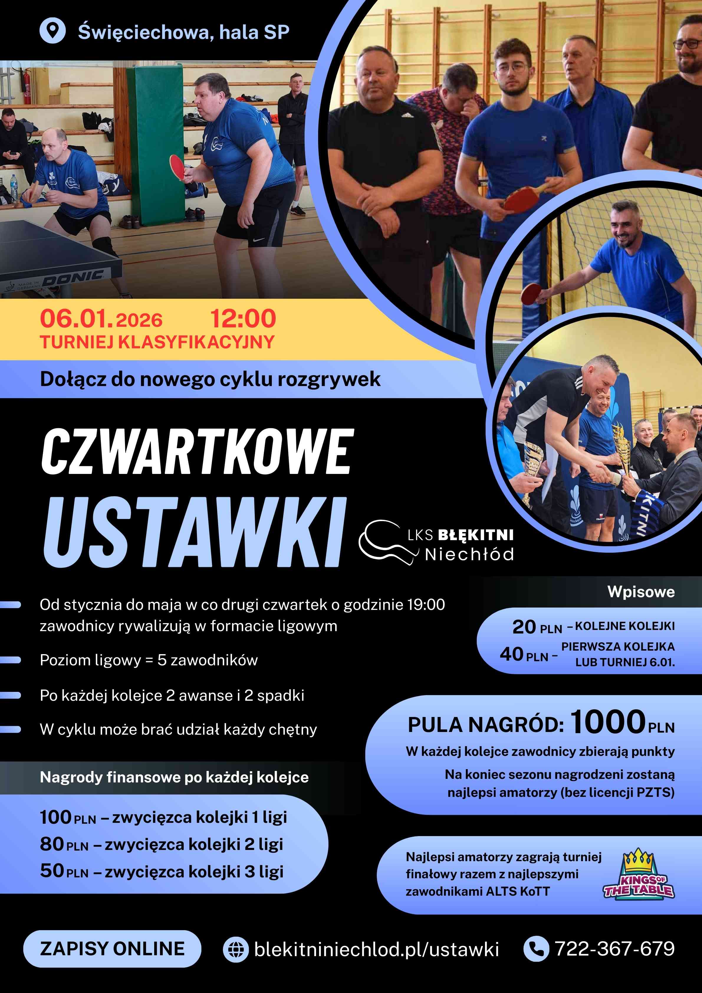 Plakat turnieju Turniej klasyfikacyjny - CZWARTKOWE USTAWKI