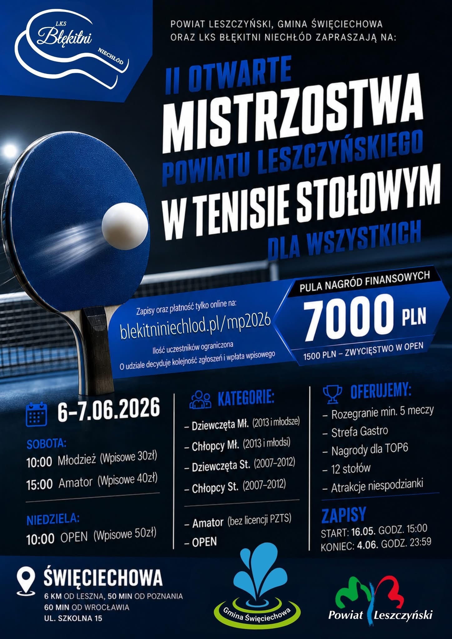 Plakat turnieju II Otwarte Mistrzostwa Powiatu Leszczyńskiego