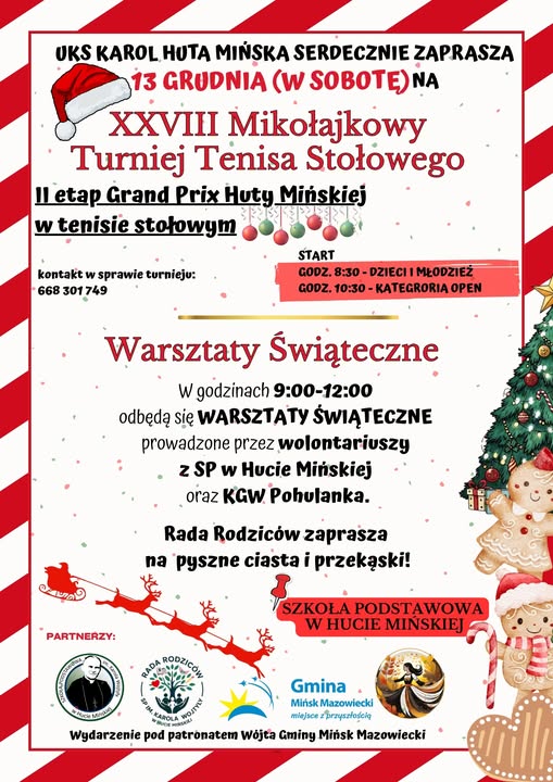 Plakat turnieju Grand Prix Huty Mińskiej w Tenisie Stołowym - 2 tura